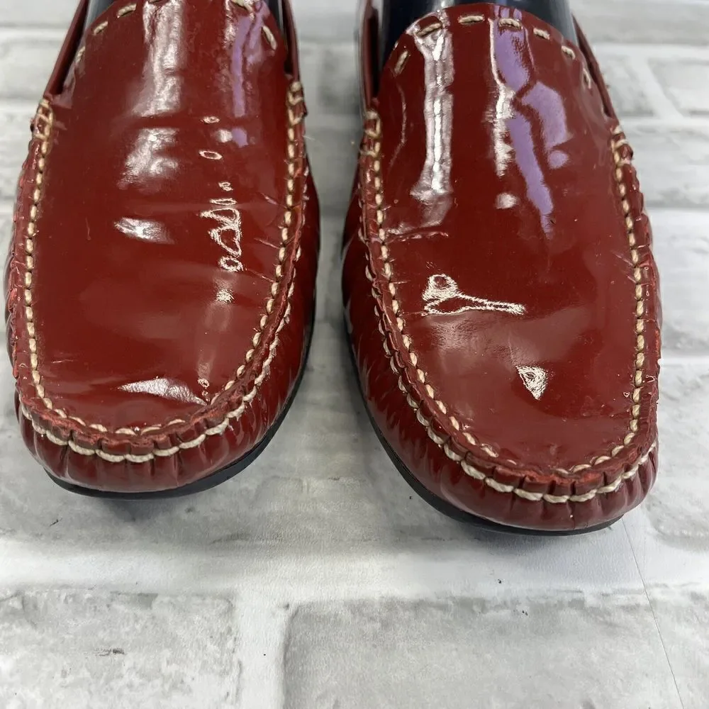 Talbots Women's Size 7 B Red Patent Leather Slip On Loafers Shoes